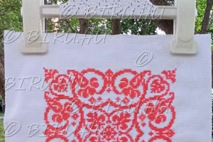 Korall színű mandala keresztszemes kép